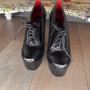 Kat Von D Black Platform Lace-Up Shoes